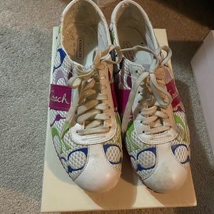 Size 7.5 multicolored coach sneakers